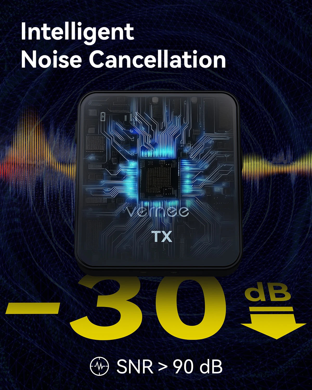 V3 Wireless Microphone Lavalier 180m Range Noise Cancellation Mini Mic for iPhone Camera 20H Battery for Photography Vlog