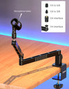 Low Profile Microphone Arm with Cable Channels Desk Clamp 360° Rotatable Foldable for Streaming Recording