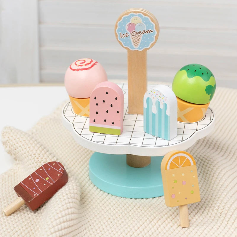 Wooden Rabbit Ice Cream Truck Shape Sorter and Pretend Play Toy