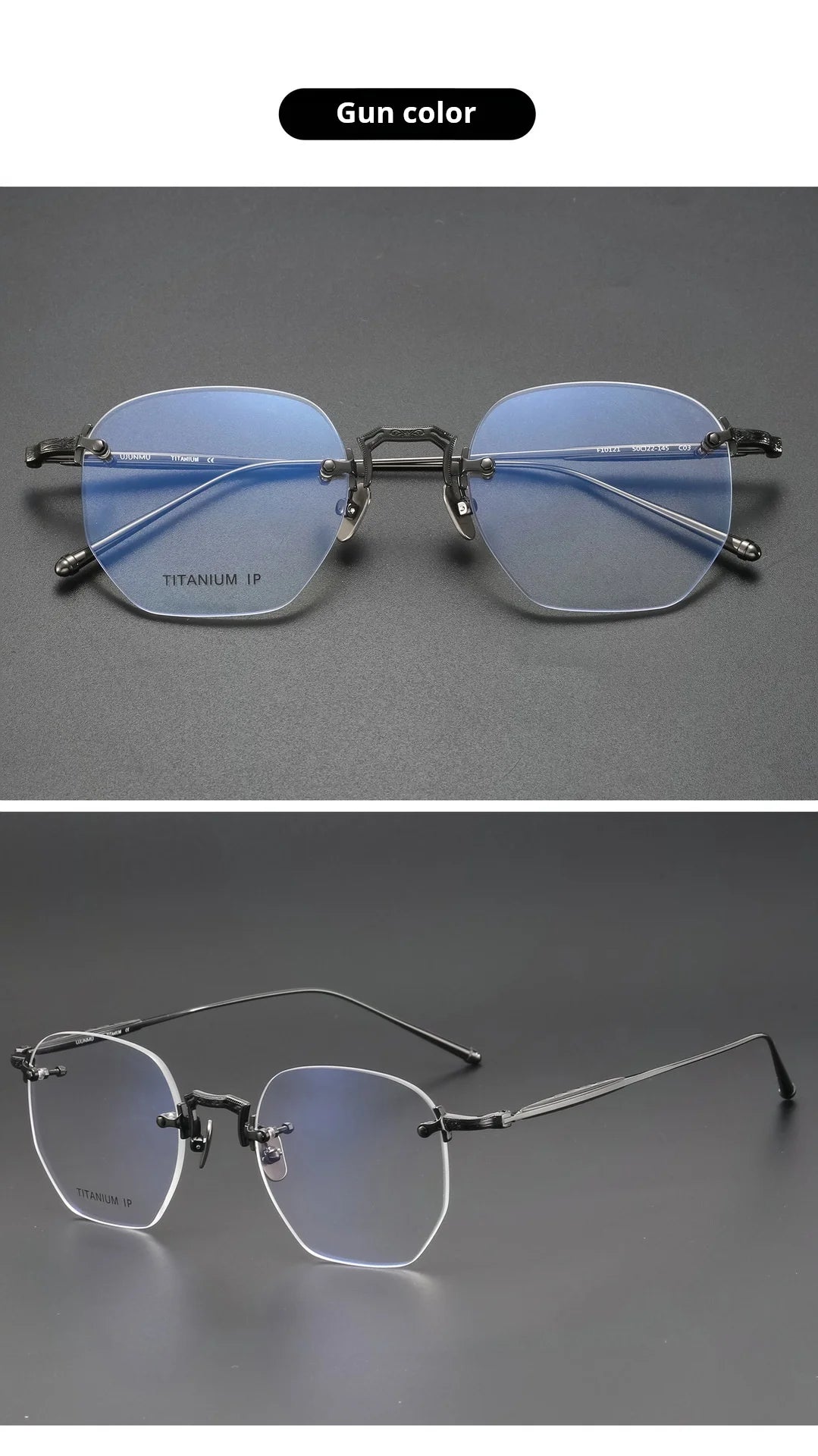 Luxury Lightweight Titanium Rimless Polygonal Eyeglasses Frames