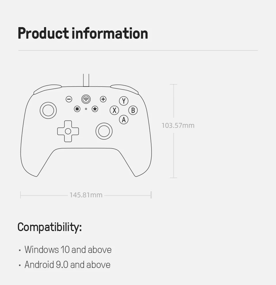 Wired Gaming Controller with Hall Effect Joysticks and Triggers for PC and Android