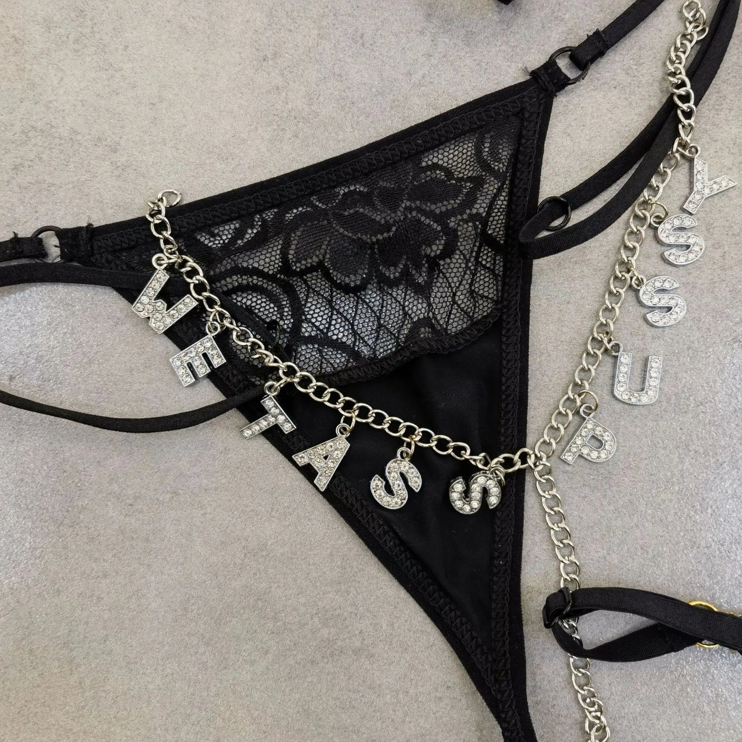 Customized Thong Name Women Personalized G-String Panties Crystal Letters Briefs Underwear Beach Pool Bikini Waist Chain