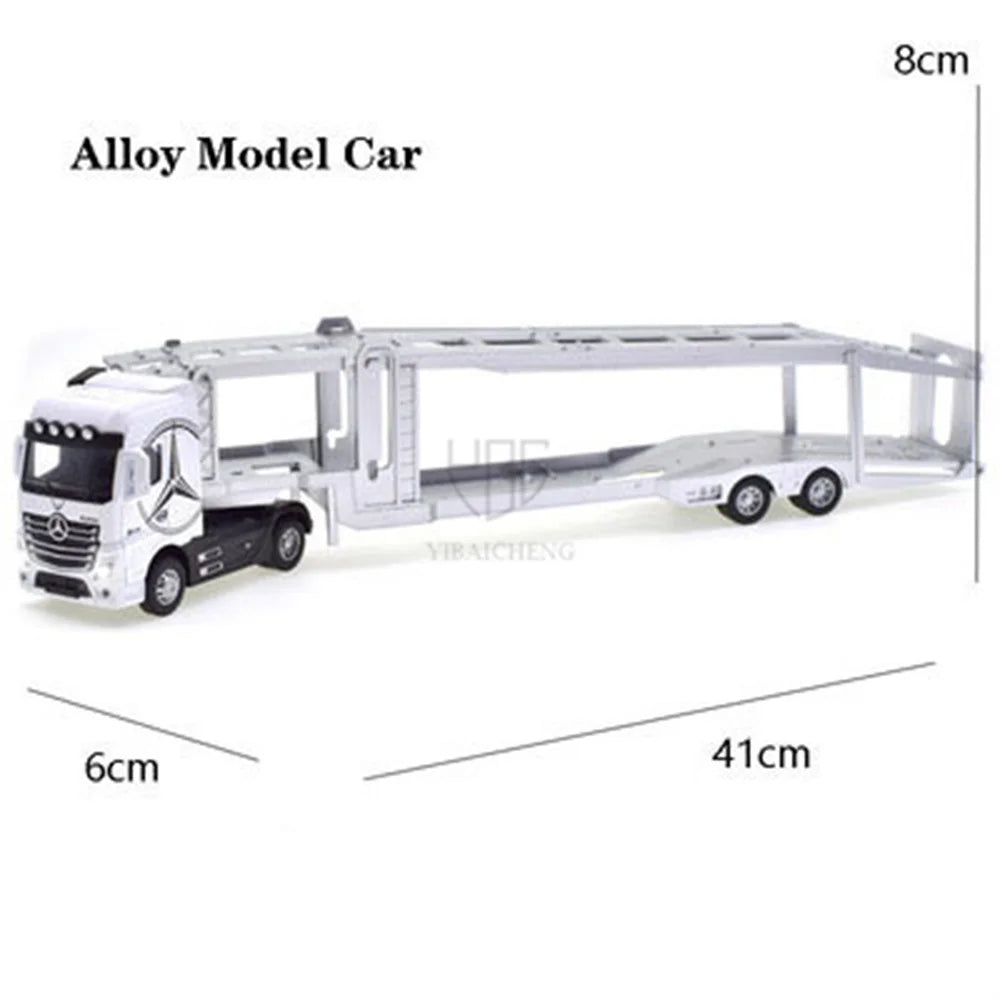 1:50 Diecast Alloy Truck Head Model Toy Container Truck Pull Back With Light Engineering Transport Vehicle Boy
