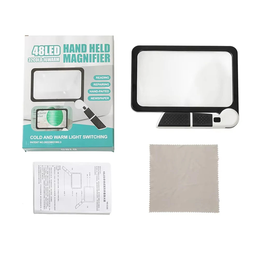 5X LED Handheld Magnifying Glass with 48 Lights Foldable Reading Magnifier