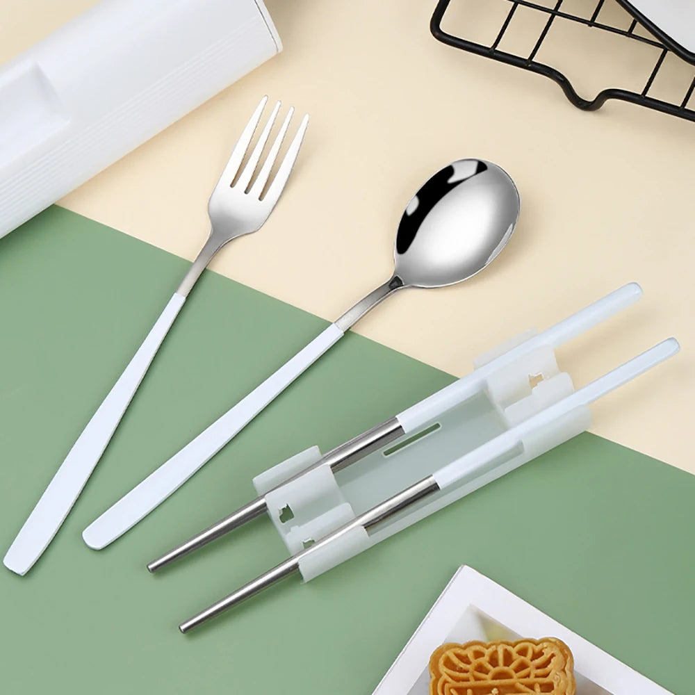 2/3Pcs Colorful Dinnerware Set 304 Stainless Steel Cutlery Set Kitchen Portable Tableware Set Chopsticks Fork Spoon Dinner Set
