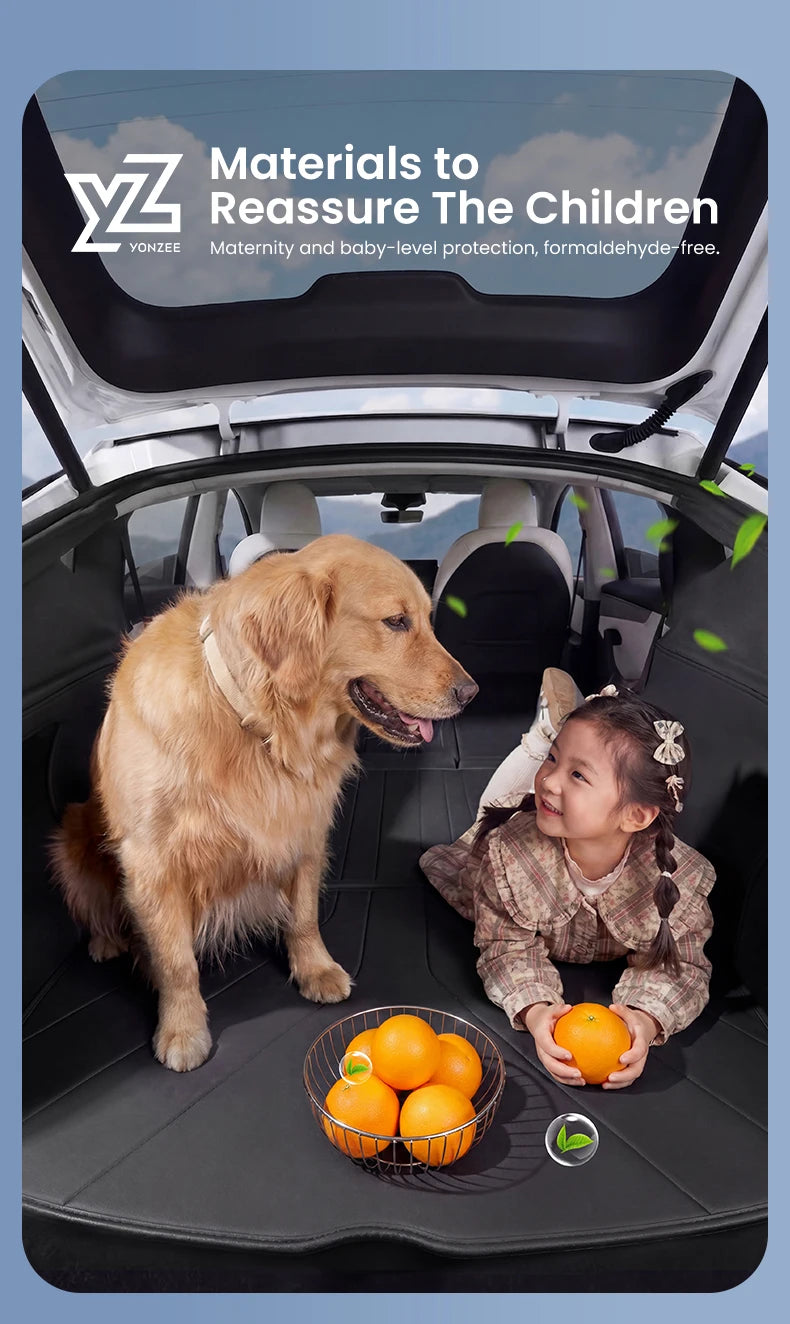 Nappa Leather Full Coverage Trunk Mat Set for Tesla Model Y Juniper 2025 2026 7 Piece Cargo Liner