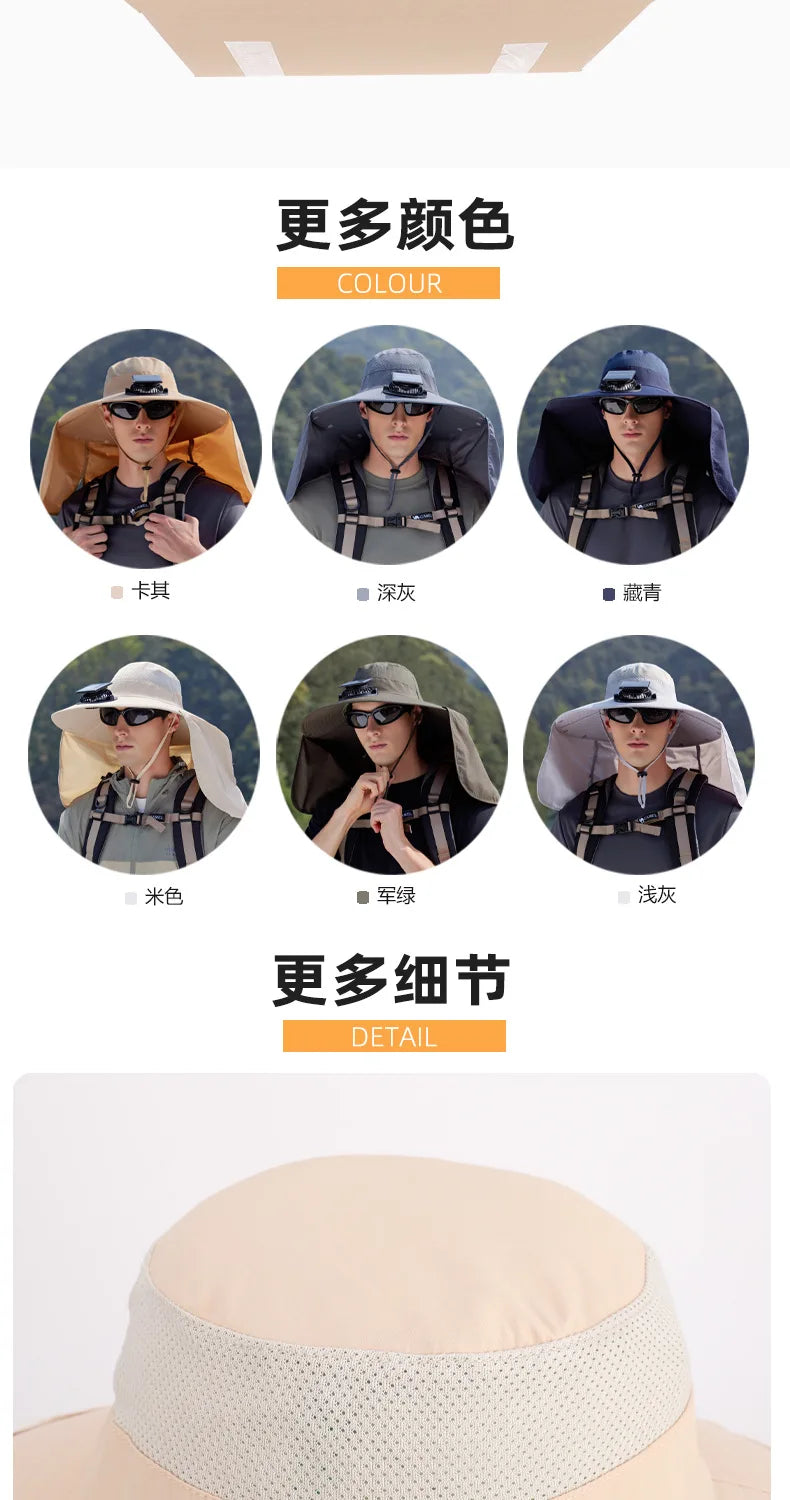 Wide Brim Solar Fan Outdoor Sun Hat