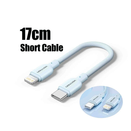 17cm Short USB Type C Cable 3A 27W Lightning Cable for iPhone 14 13 12 Power Bank Cable Fast Charging Data Cable