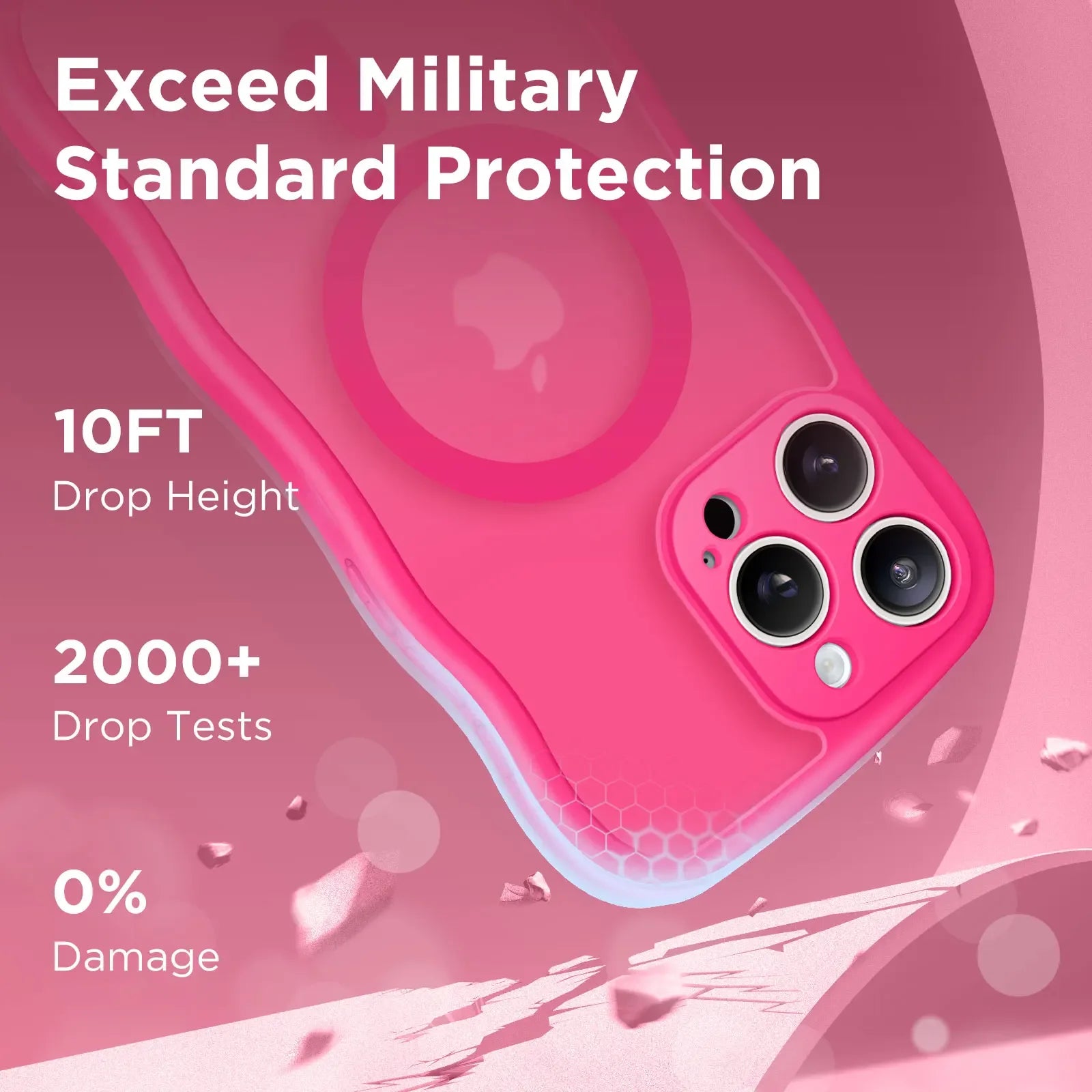 For iPhone 15 Pro Max Case Curly Wave Frame Shape Design Camera Protection Drop Shockproof Compatible with MagSafe Phone Case