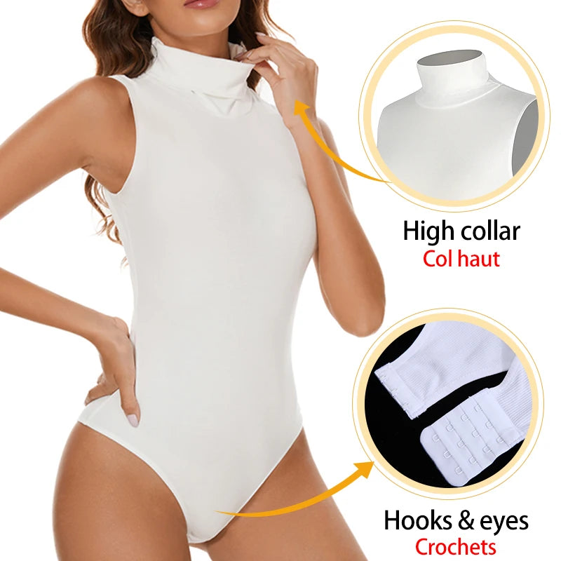 Bodysuit for Women Tummy Control Seamless Tops Body Shaper Compression Butt Lifting Shapewear High Collar Sleeveless Bodysuits