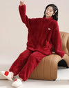 Women’s Christmas Fleece Pajama Set – Warm Flannel Zipper Sleepwear, Thick Coral Velvet