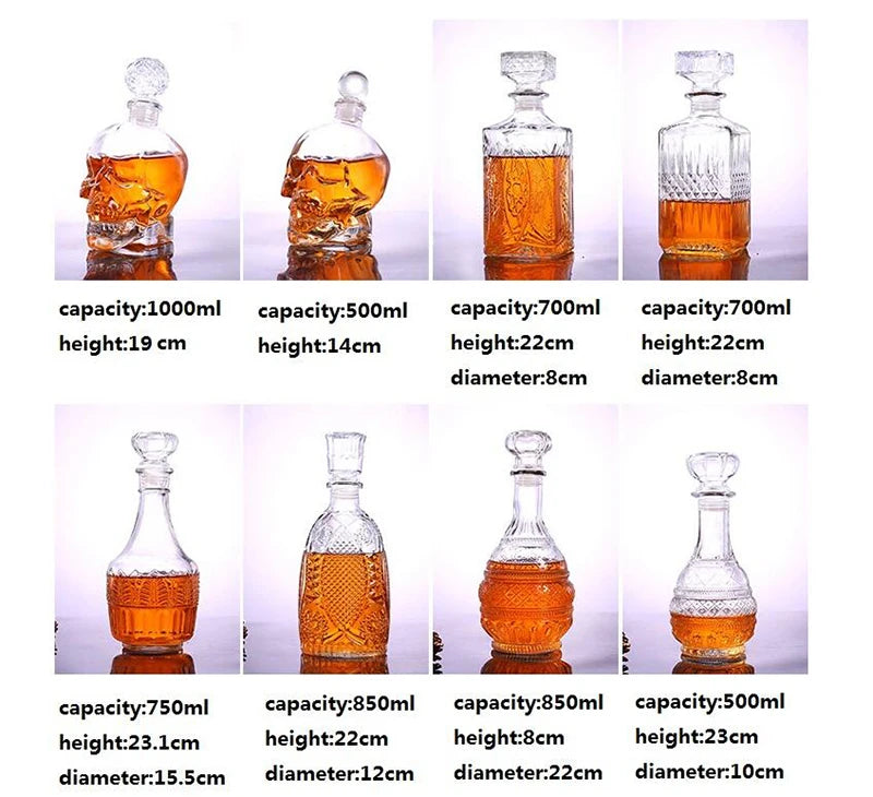 3 styles barware wine glass bottle 1000ml lead-free glass whiskey decanters for Liquor Scotch Bourbon