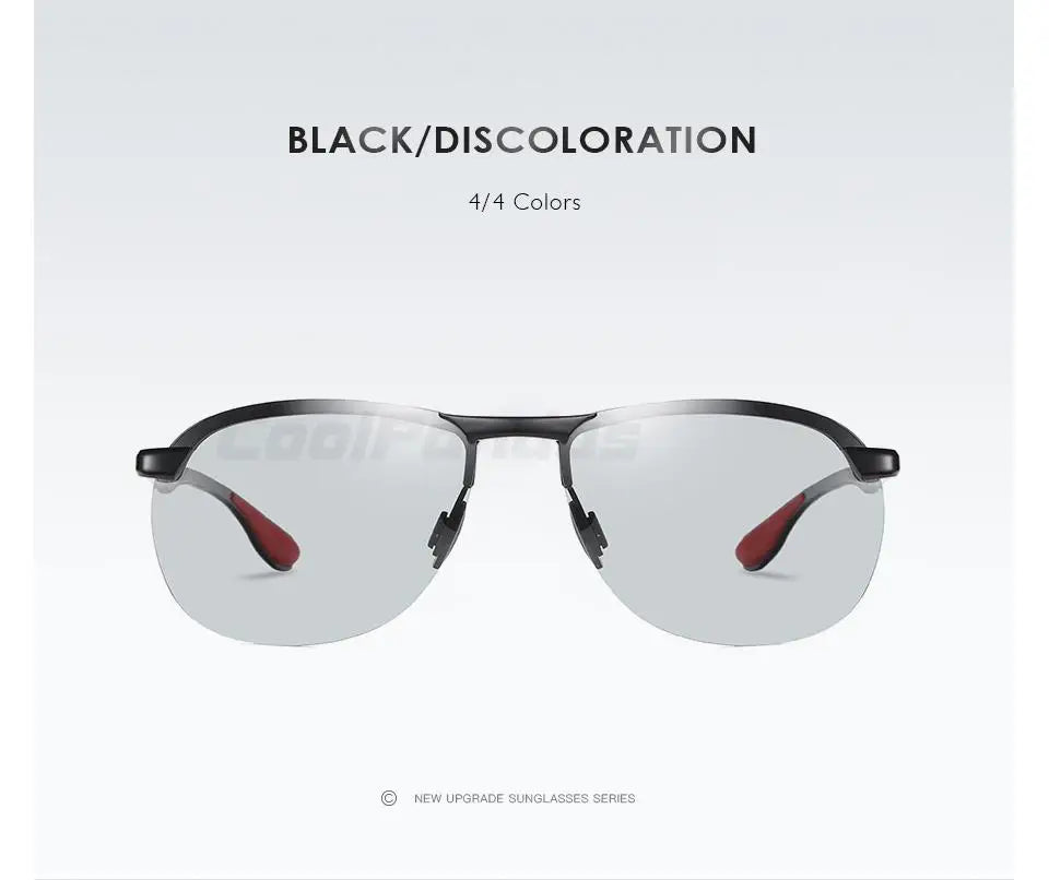 Rimless Photochromic Polarized UV400 Aluminum Driving Sunglasses for Men Women