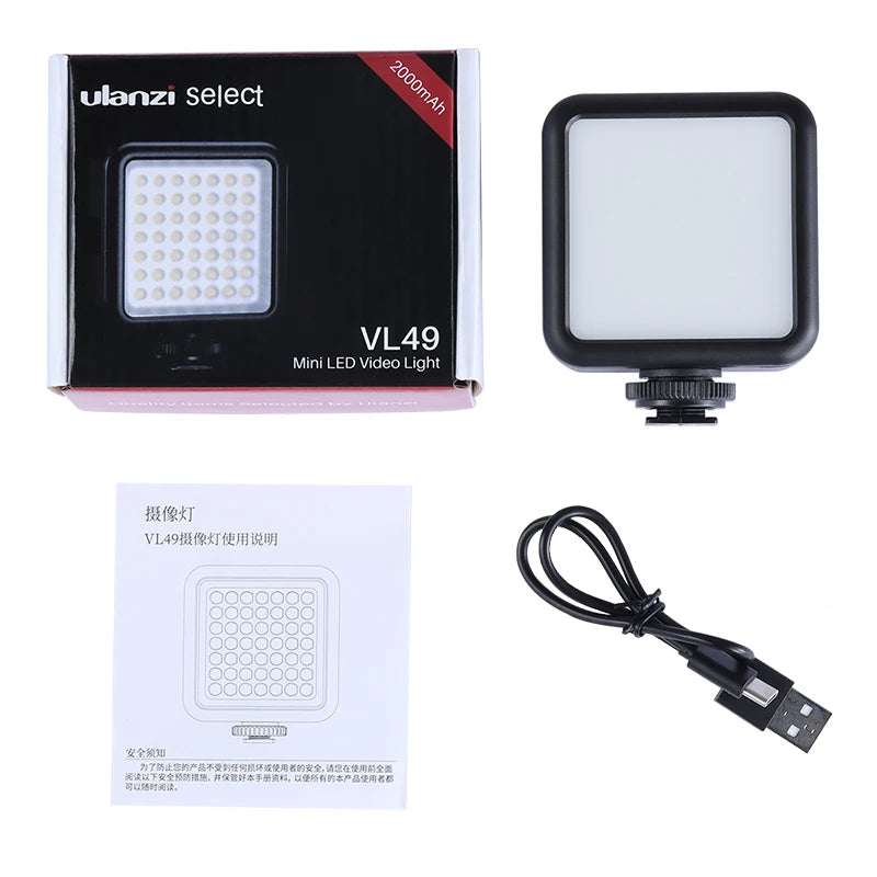 Mini Vlog LED Fill Light 6W 5500K Rechargeable 2000mAh Dimmable Phone Video Lighting