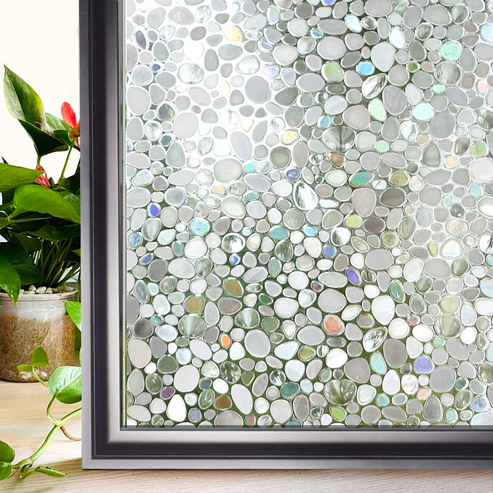 Privacy Window Films No Glue Static Adhesive Glass Film for Decorative Bathroom Living Room Kitchen Rental Apartment Rainbow
