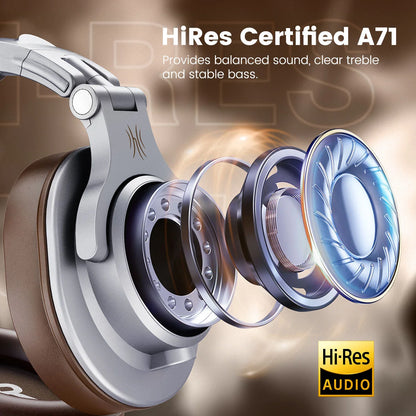 A71 Wired Headphones For Computer Phone With Mic Over Ear Stereo Hi-Res Headset Studio Headphone For Recording Monitor