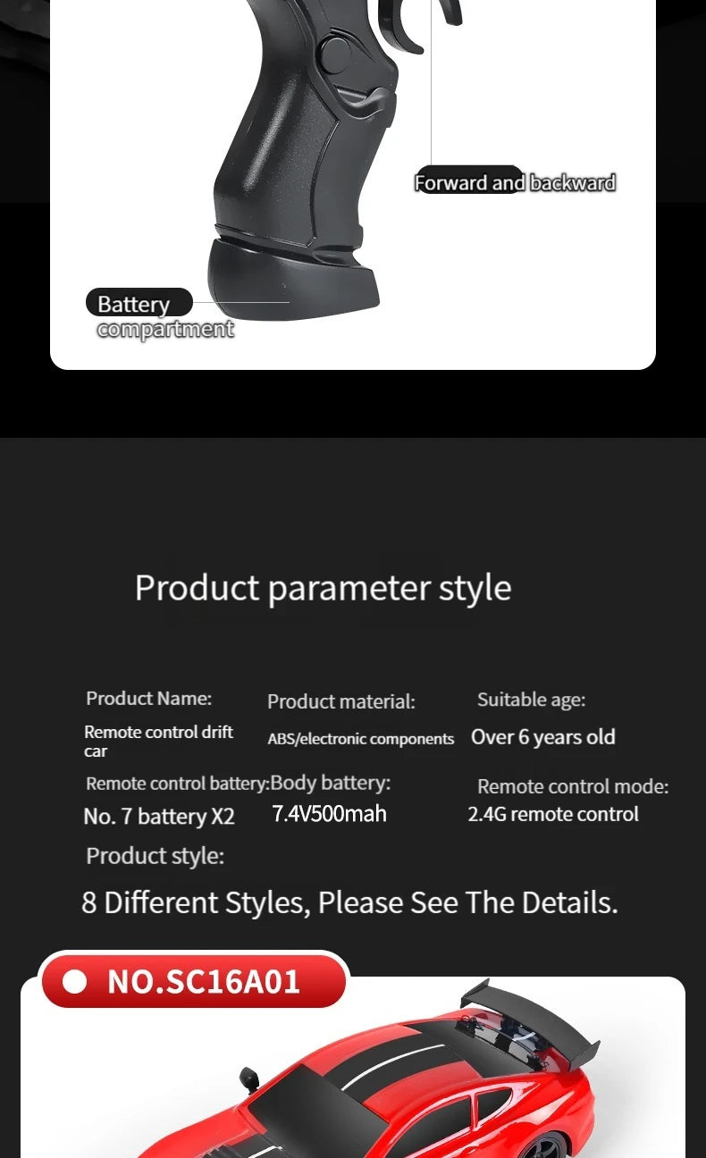 1/16 2.4G Racing Rc Cars Drift Car Mustang GTR Electric 4WD High Speed Remote Control Drift Toys for  Gifts