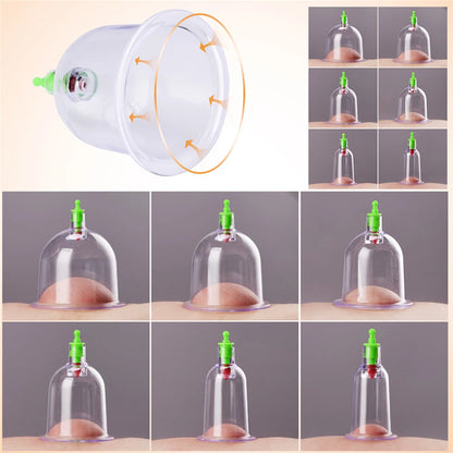 12/24 Cans Cups Chinese Vacuum Cupping Kit Pull Out Vacuum Apparatus Therapy Relax Massager Curve Suction Pumps