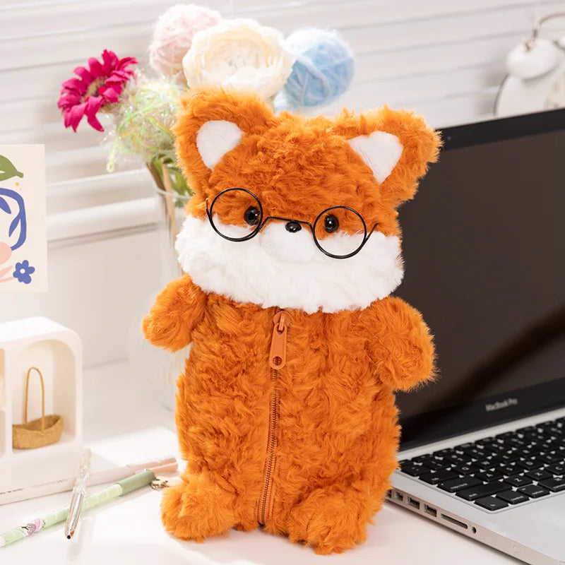 Cute Highland Cow Fox Plush Backpack Soft Shoulder Bag