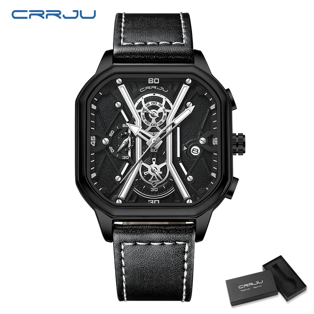 Mens Watches Top Luxury Brand Waterproof Sport Wrist Watch Chronograph Quartz Military Genuine Leather Relogio Masculino
