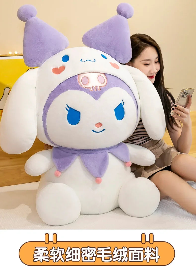 SanrioTransformation Kuromi Cinnamoroll Big Size Plush Doll Kawaii Plushies Soft Stuffed Toy Pillow Children Girls Birthday Gift