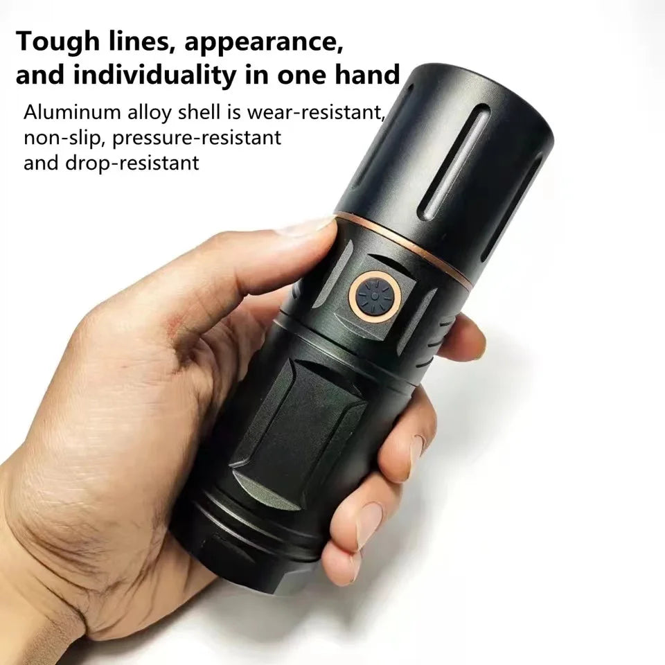 T40 High Power LED Flashlight Rechargeable Zoom Torch with Power Bank 3×18650 Battery Ultra Bright
