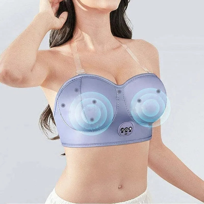 Electric Breast Massage Bra Wireless Breast Enhancement Instrument with Hot Compress Function for Breast Lift Enlarge