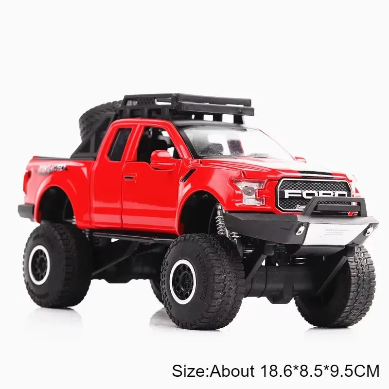 1:32 Scale Raptor F-150 BigFoot Pickup Car Model Toy Pull Back Sound&Light Off Road Truck Models Collection Gifts