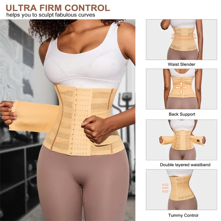 Double-Layer Waist Trainer Belt for Women – Slimming Tummy Wrap & Workout Shapewear