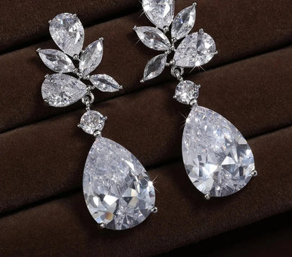 Wedding Earrings for Women Water Drop Cubic Zircon Dangle Earring