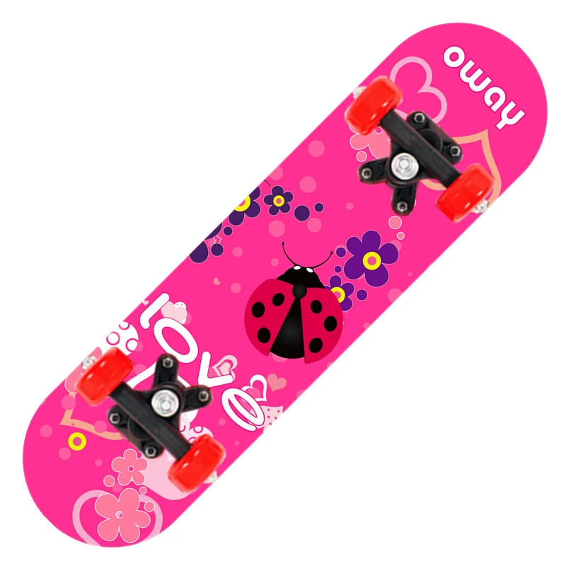 Cartoon Four-wheel Skateboard  Beginner Skateboards Maple Wood Deck Skate Board Outdoor Double Rocker Skateboard