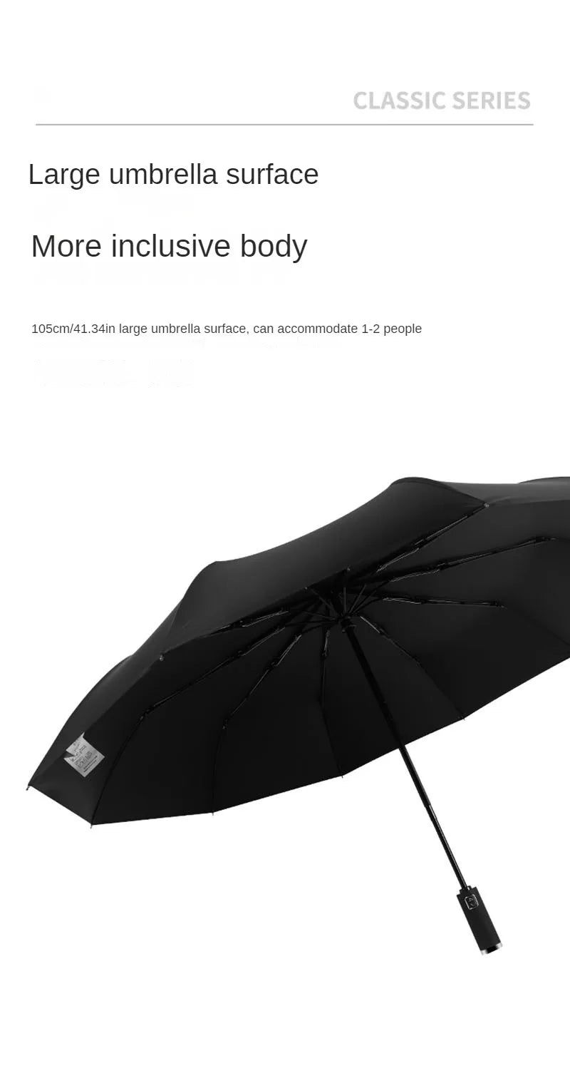 Automatic Folding Umbrella 10 Rib Windproof UV Protection Three Fold Compact Travel Umbrella Sun Rain Use