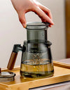 600ml Walnut Wooden Handle Lid Filter Glass Teapot Tea Water Separation Glass Tea Pot Office Kung Fu Tea set Teaware
