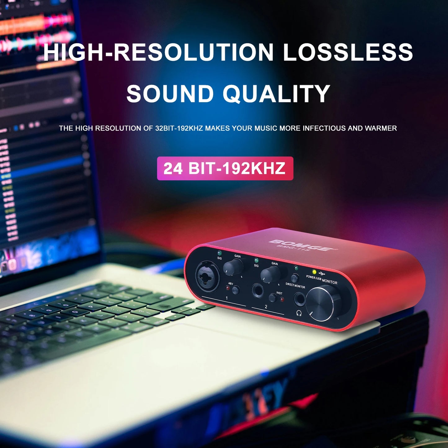 BMG11S USB Audio Interface with 24 Bit 192kHz Recording and Headphone Monitoring Amplifier