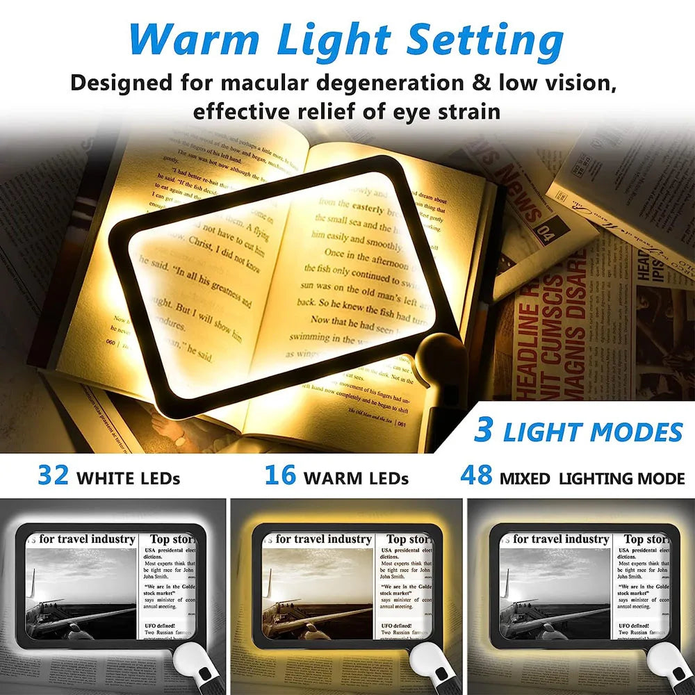 5X LED Handheld Magnifying Glass with 48 Lights Foldable Reading Magnifier