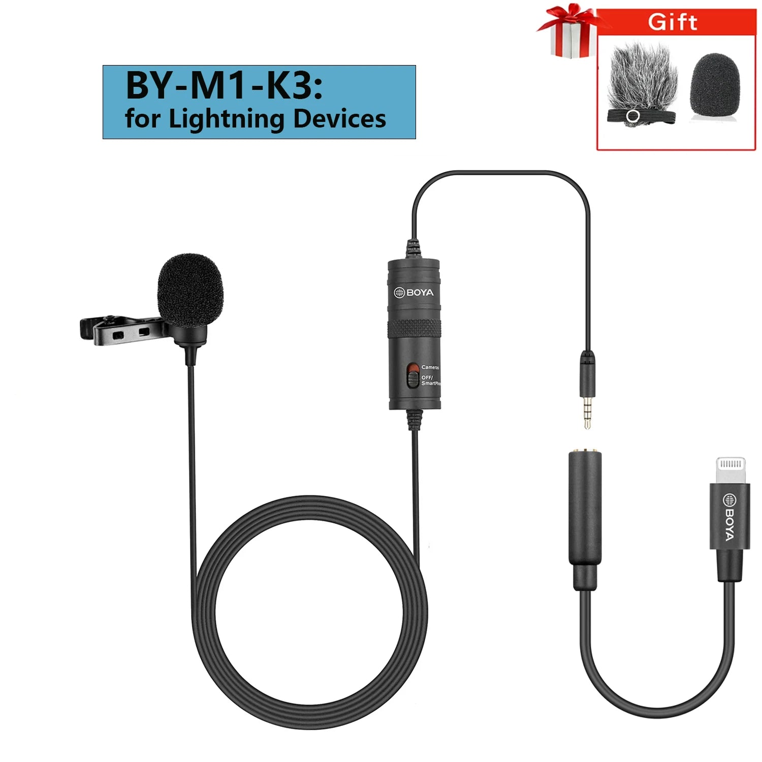 BY-M1 6m Professional Condenser Lavalier Lapel Microphone for PC Computer Laptop Smartphone iPhone DSLR Youtube Streaming