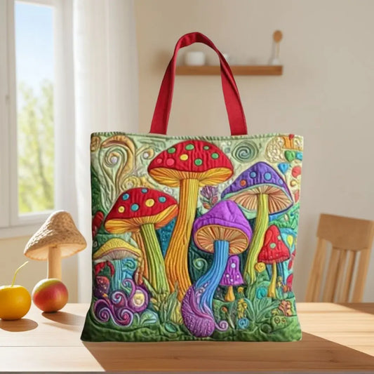 Vintage Quilted Canvas Tote Bag Large Capacity 3D Printed Shoulder Handbag
