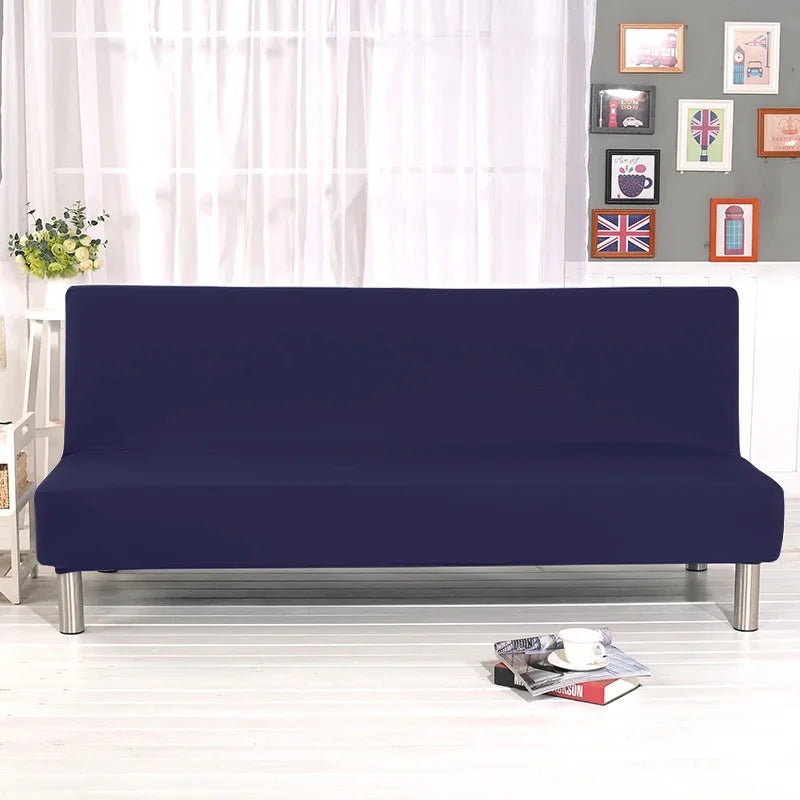 Armless Sofa Covers Elastic Solid Color Sofa Bed Cover Folding Seat Slipcover Dust-proof Stretch Couch Protector for Living Room