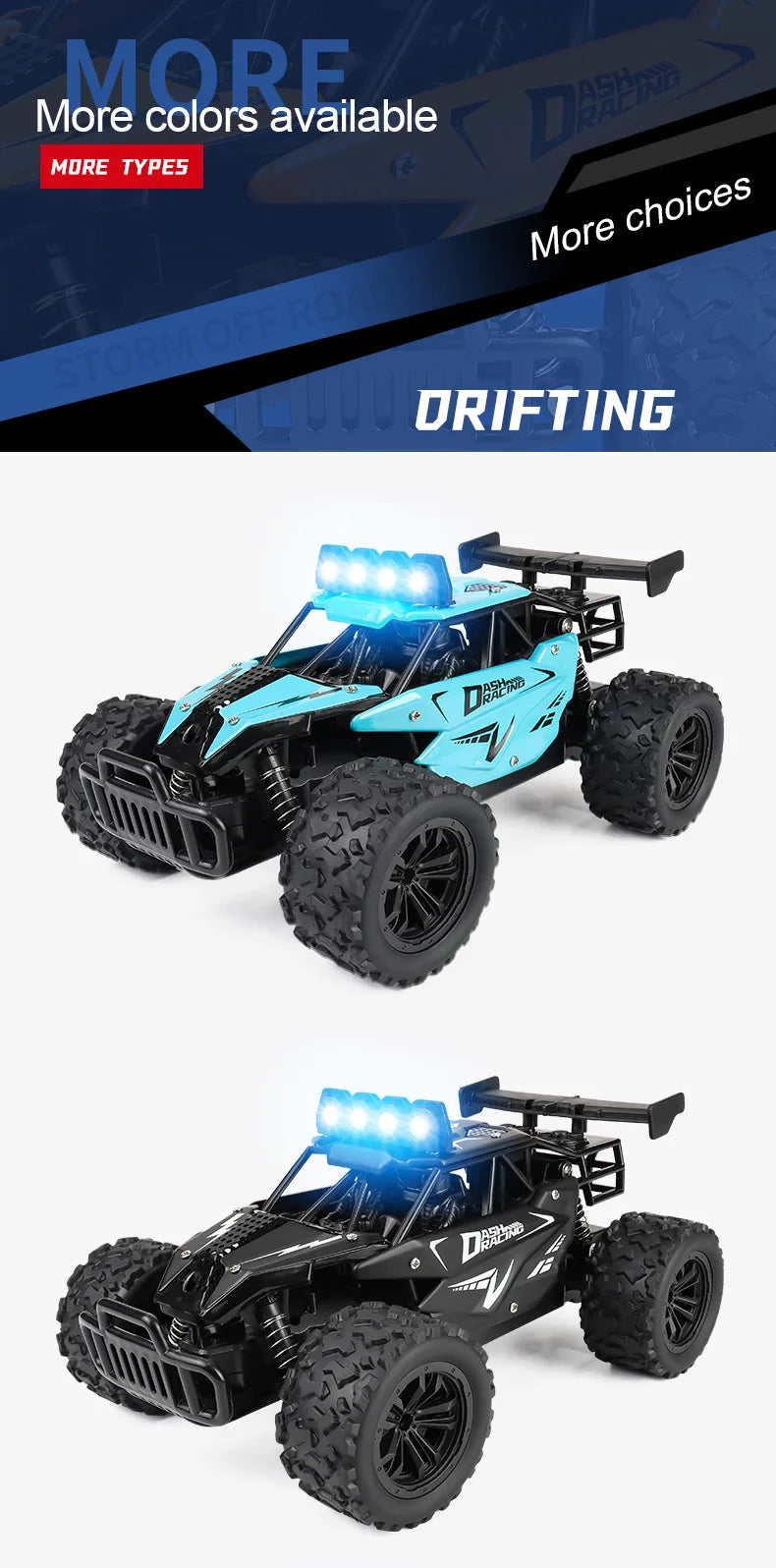 Remote Control Car RC Drift Racing 1:16 Vehicle Off Road Alloy 2.4G Radio High-Speed Trucks With LED Light Climbing Gift Toy
