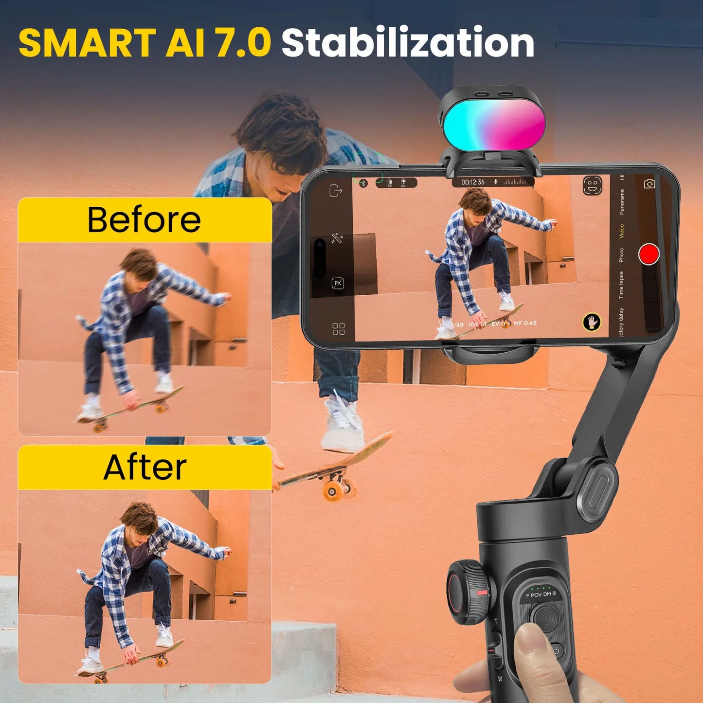 Smart XE Combo1 3 Axis handheld Gimbal Stabilizer For iPhone and Android Smartphone Stabilizer With Extension Rod