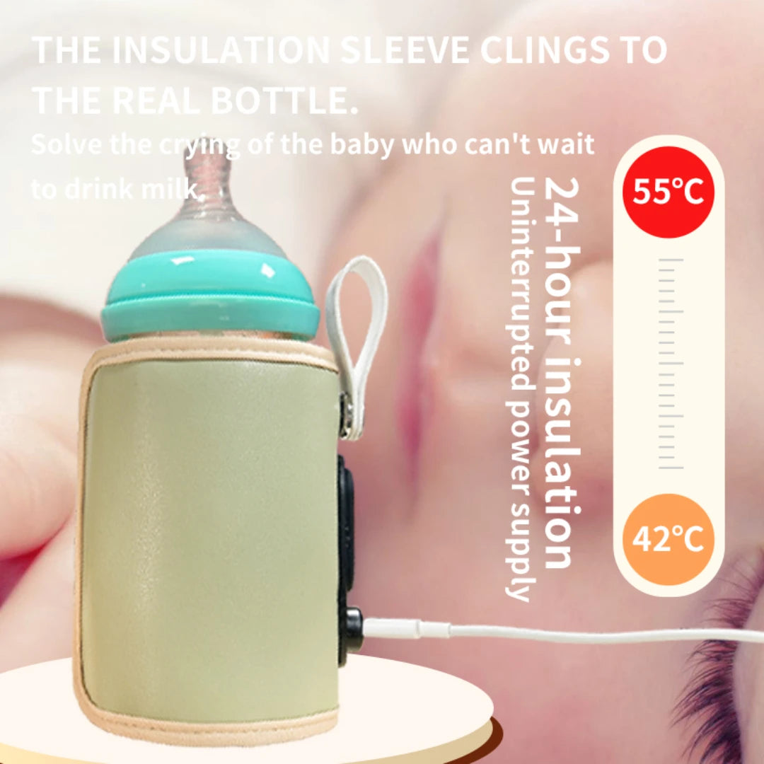 USB baby bottle insulation cover 6 levels of adjustment leather material baby water cup insulation cover suitable most bottles