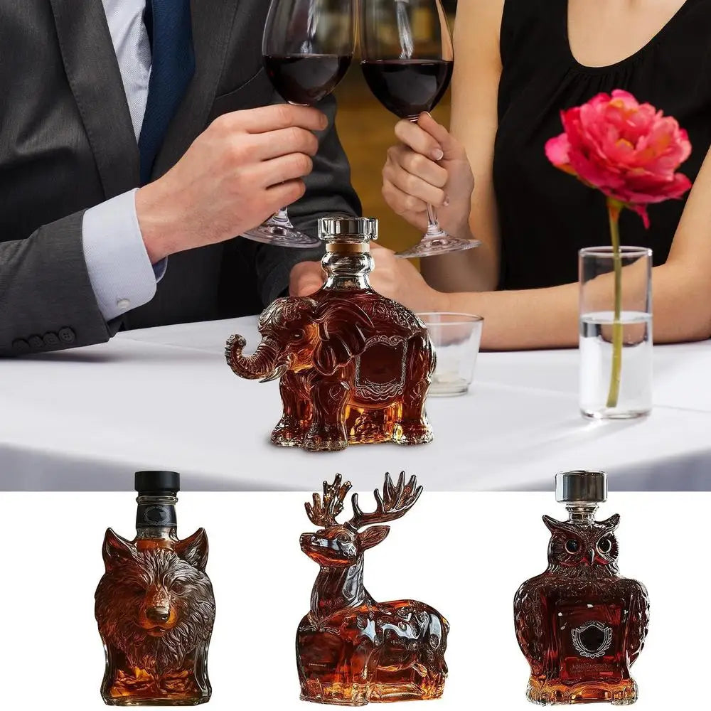 120ml Whiskey Glass Decanter Animal Statue Wine Bottle Liquor Container Elephant Deer Owl Tabletop Decoration For Home Bars Cafe