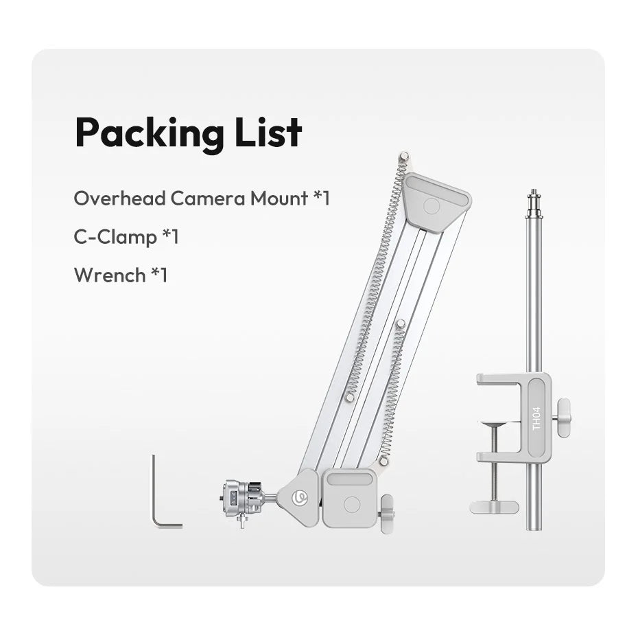 Overhead Camera Mount Quick-Release Camera Desktop Stand Max Load 2KG for Camera Smartphone Tablet for Live Vlog