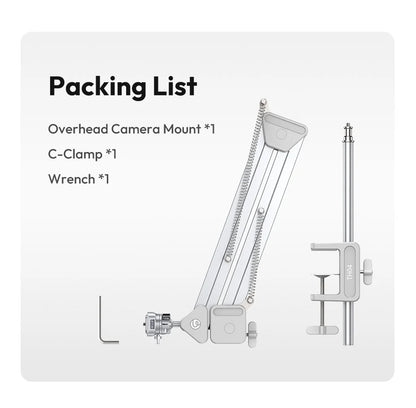 Overhead Camera Mount Quick-Release Camera Desktop Stand Max Load 2KG for Camera Smartphone Tablet for Live Vlog