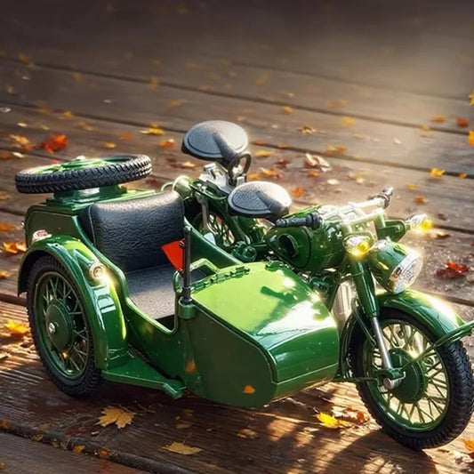Diecast Retro Military Sidecar Motorcycle Model 1 to 10 Scale