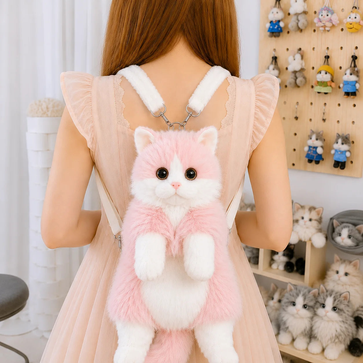 Cute Cat Plush Backpack Soft Shoulder Bag