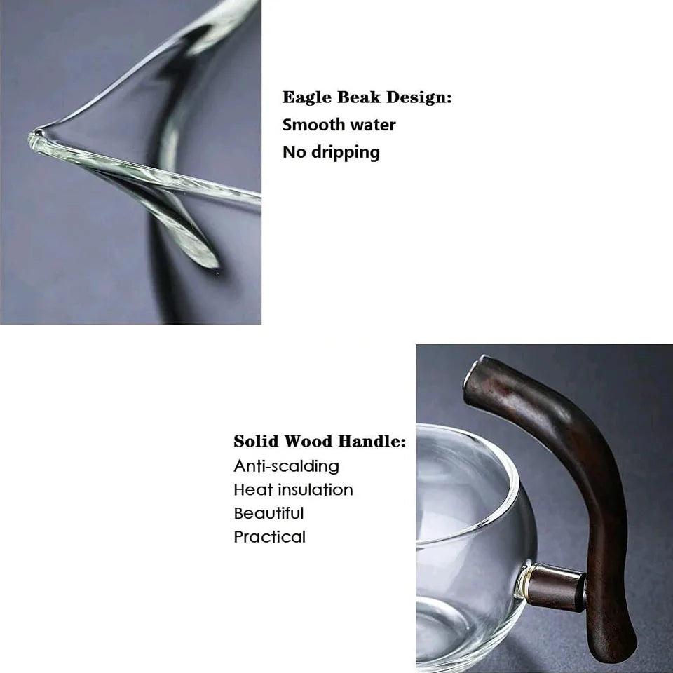 Automatic Lazy Kungfu Glass Tea Set  Rotating Cover Bowl Household Heat-Resistant Teapot Glass teapot