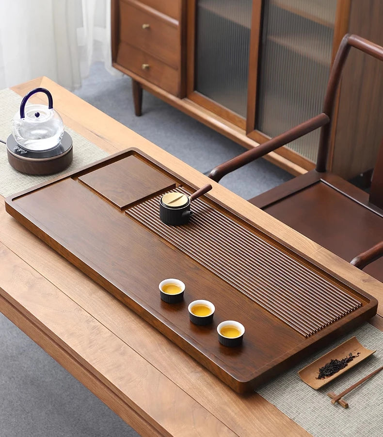 Tea Tray Household Solid Wood Tea Brewing Table Light Luxury High-End Tea Tray Kung Fu Tea Set Office Desk Wooden Tray