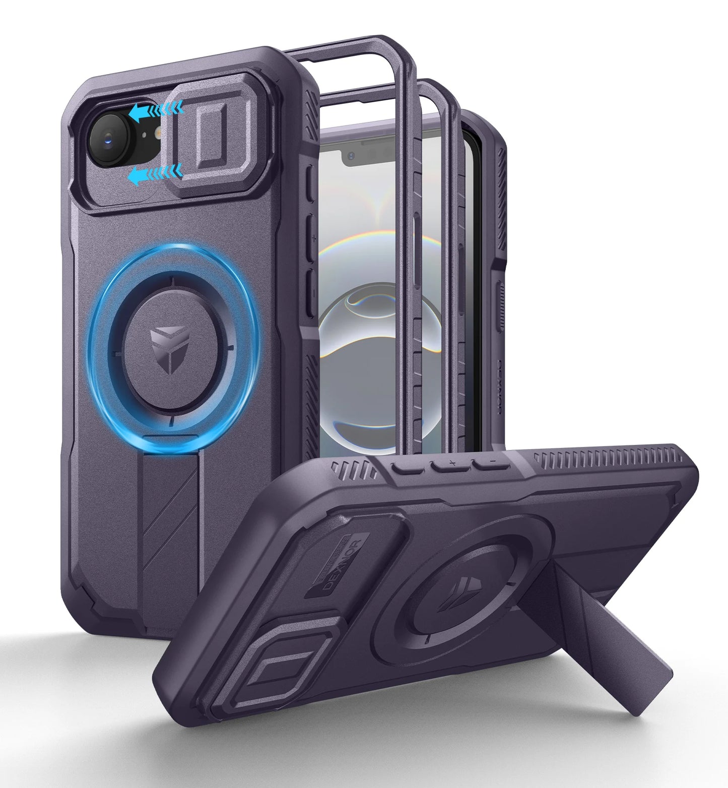 For iPhone 16e Compatible MagSafe Case with Slide Camera Cover and Adjustable Kickstand Shockproof Bumper Slim Protective Case