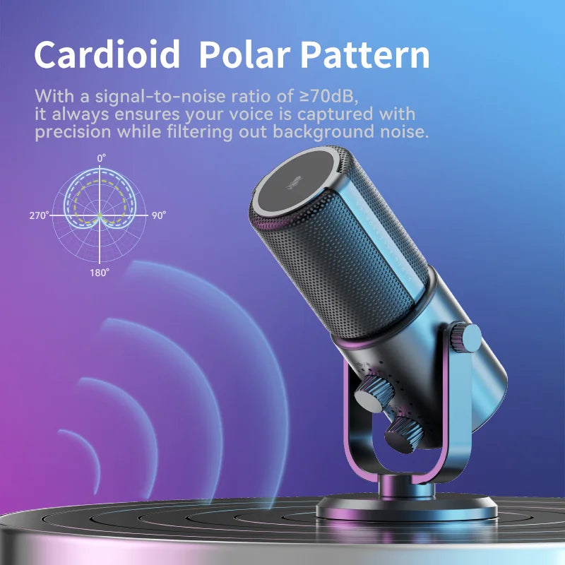 Condenser Microphone Cardioid Pattern Microphone Real-Time Monitoring for Smartphone Laptop Computer  40Hz-20KHz